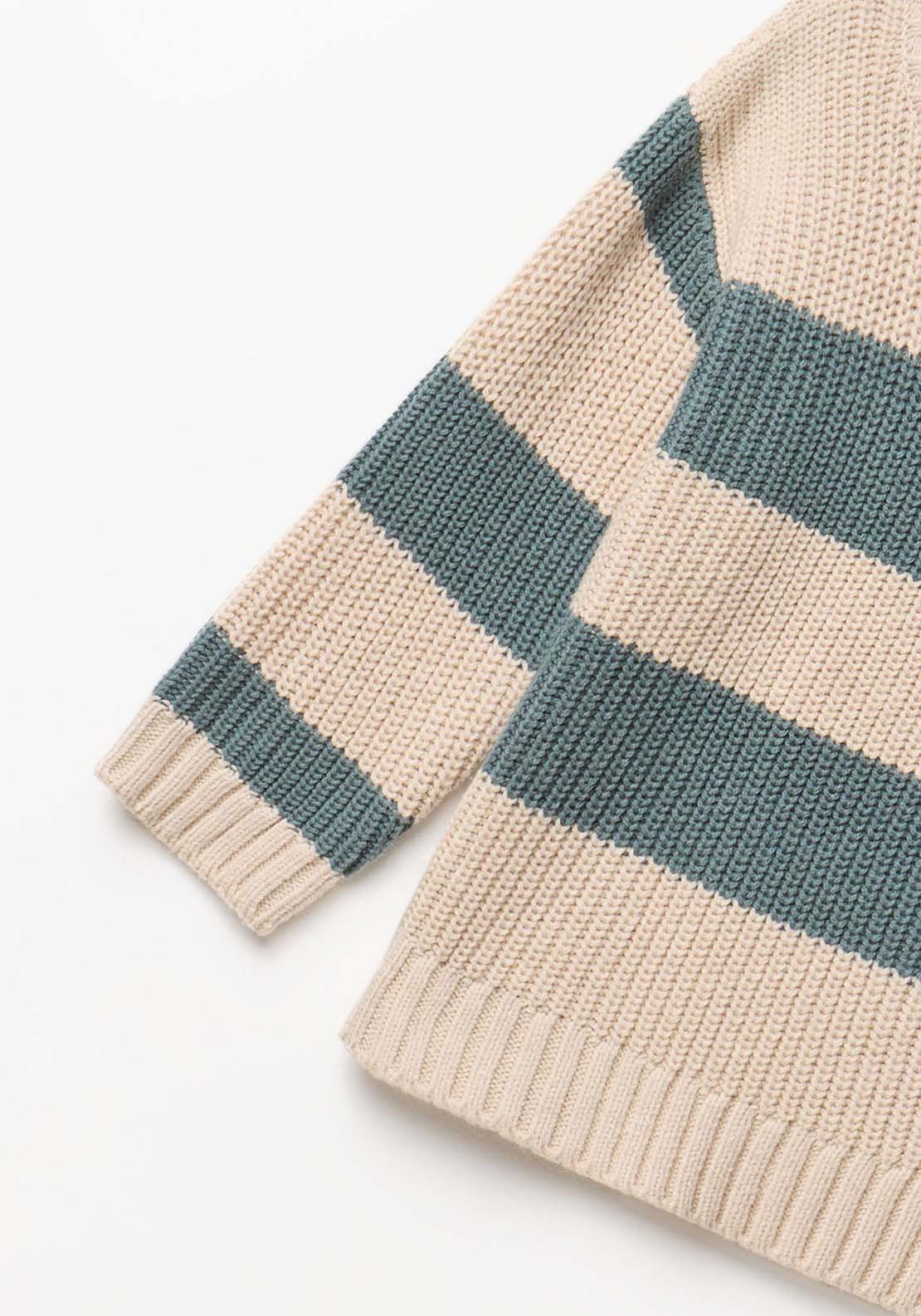 Ribbed Sweater With Stripes - Cream