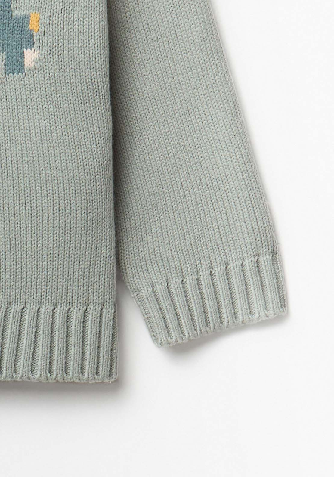 Sweater with Car Intarsia - Green