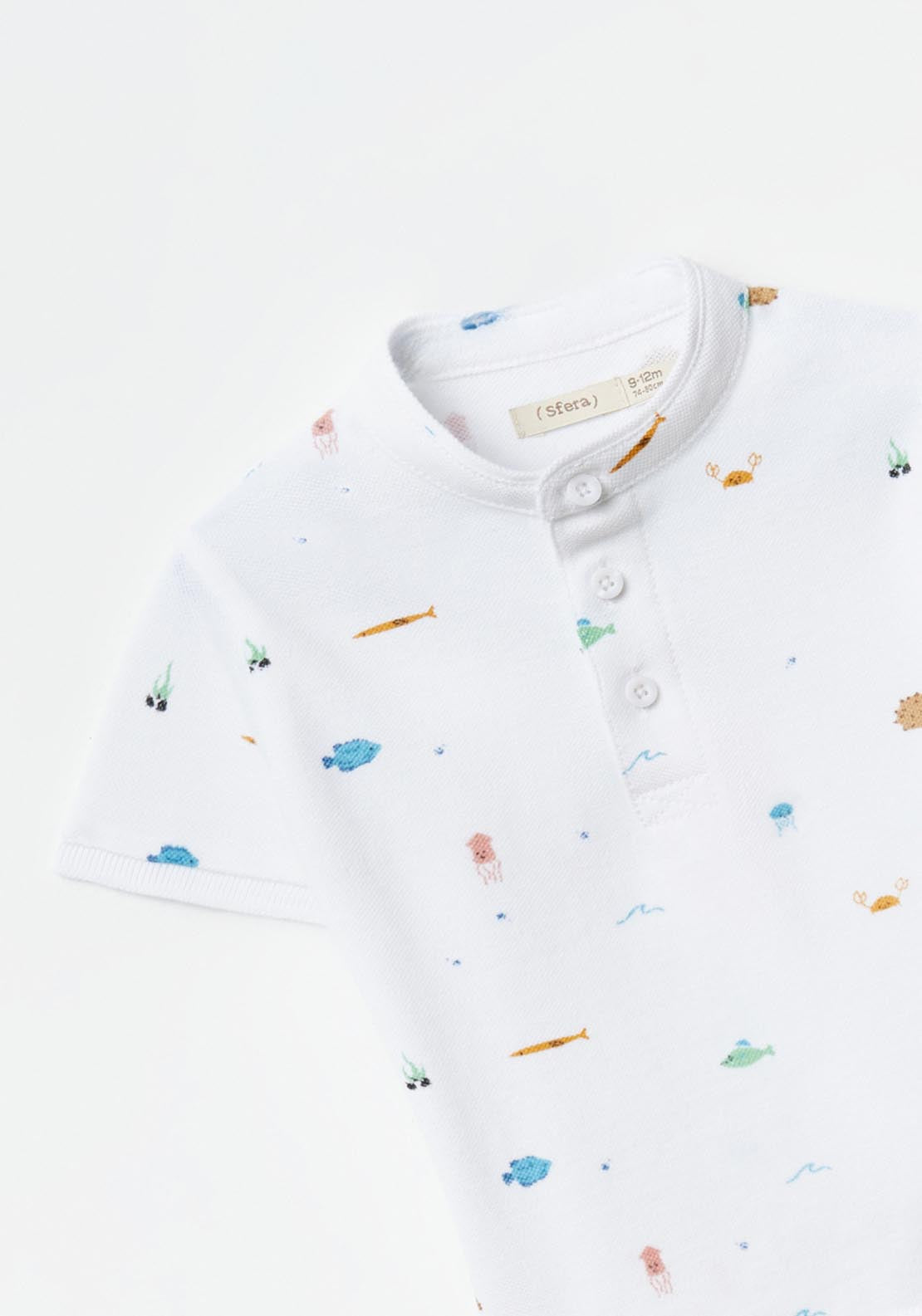 Sfera Printed polo shirt - White 1 Shaws Department Stores