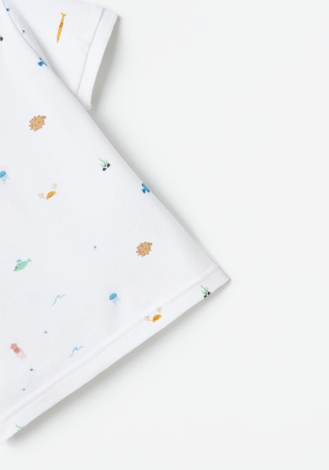 Sfera Printed polo shirt - White 2 Shaws Department Stores