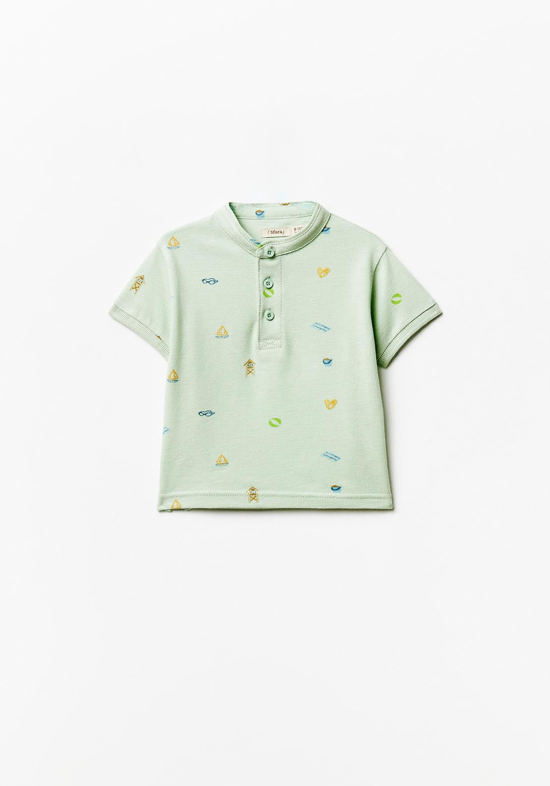 Sfera Printed polo shirt - Green 3 Shaws Department Stores