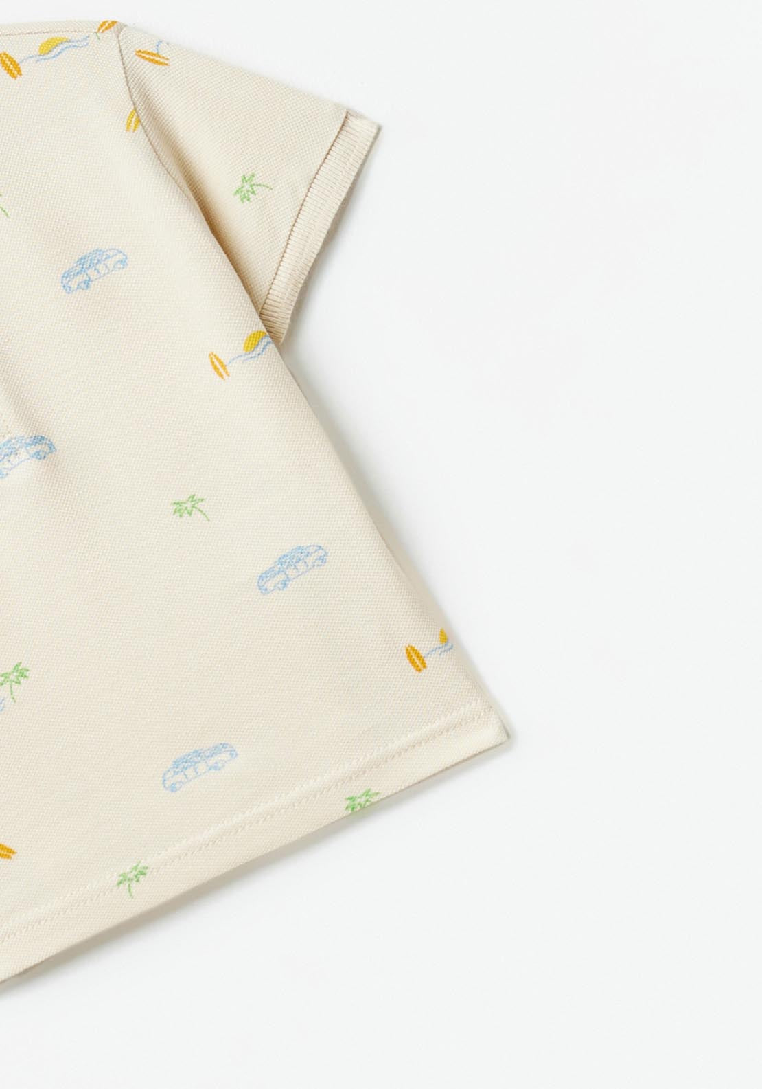 Sfera Printed polo shirt - Beige 2 Shaws Department Stores