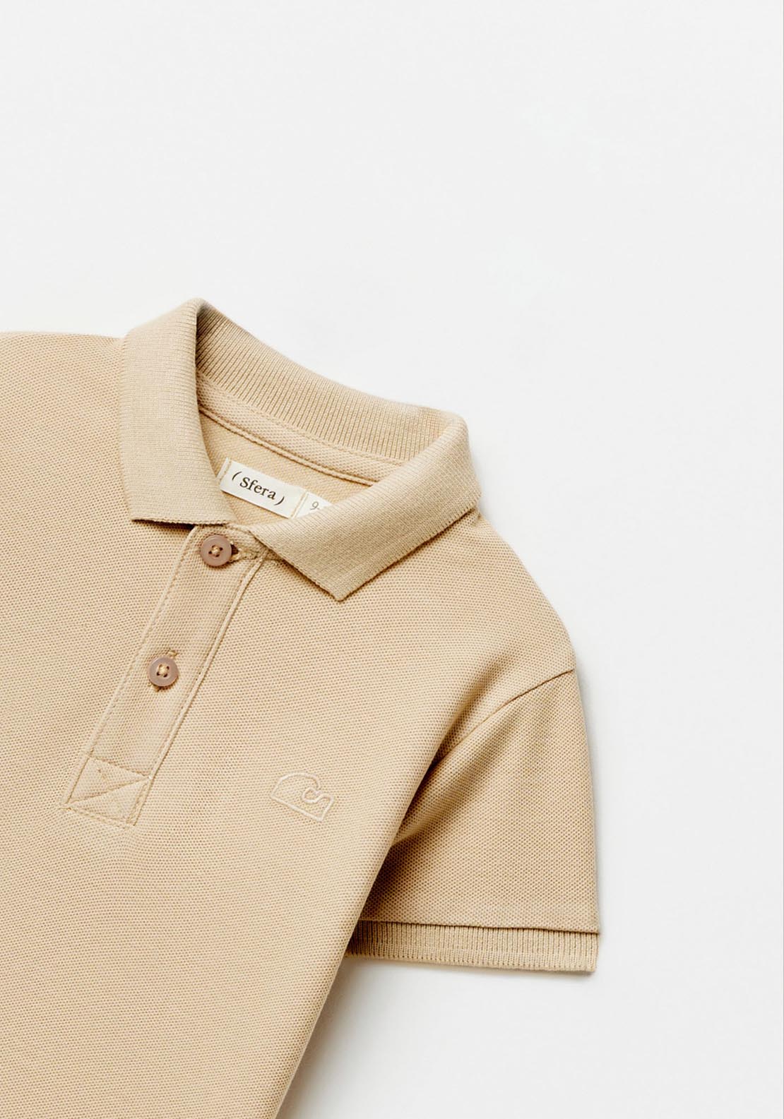 Sfera Plain Short-Sleeved Polo Shirt - Beige 3 Shaws Department Stores