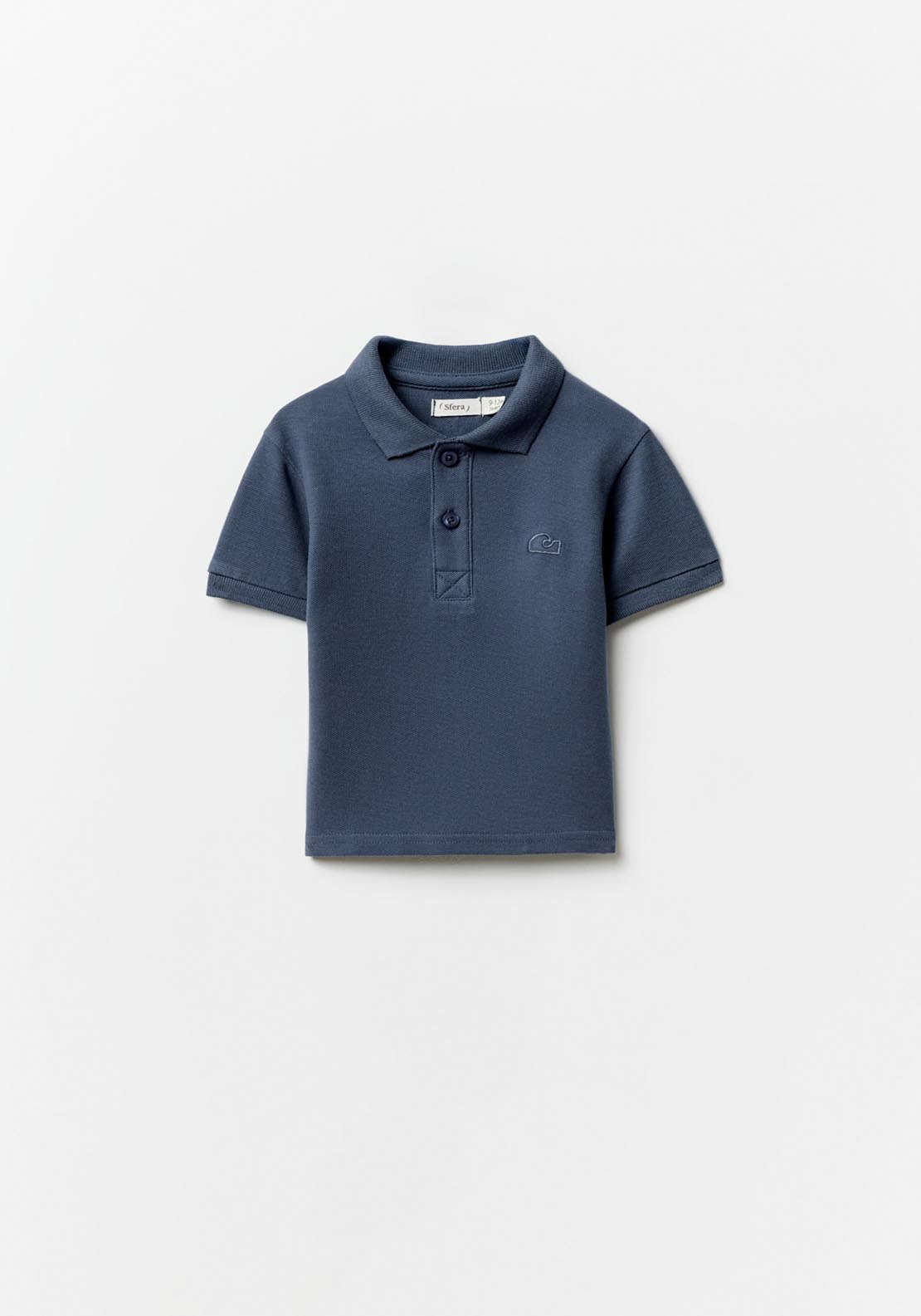 Sfera Plain Short-Sleeved Polo Shirt - Navy / Blue 1 Shaws Department Stores