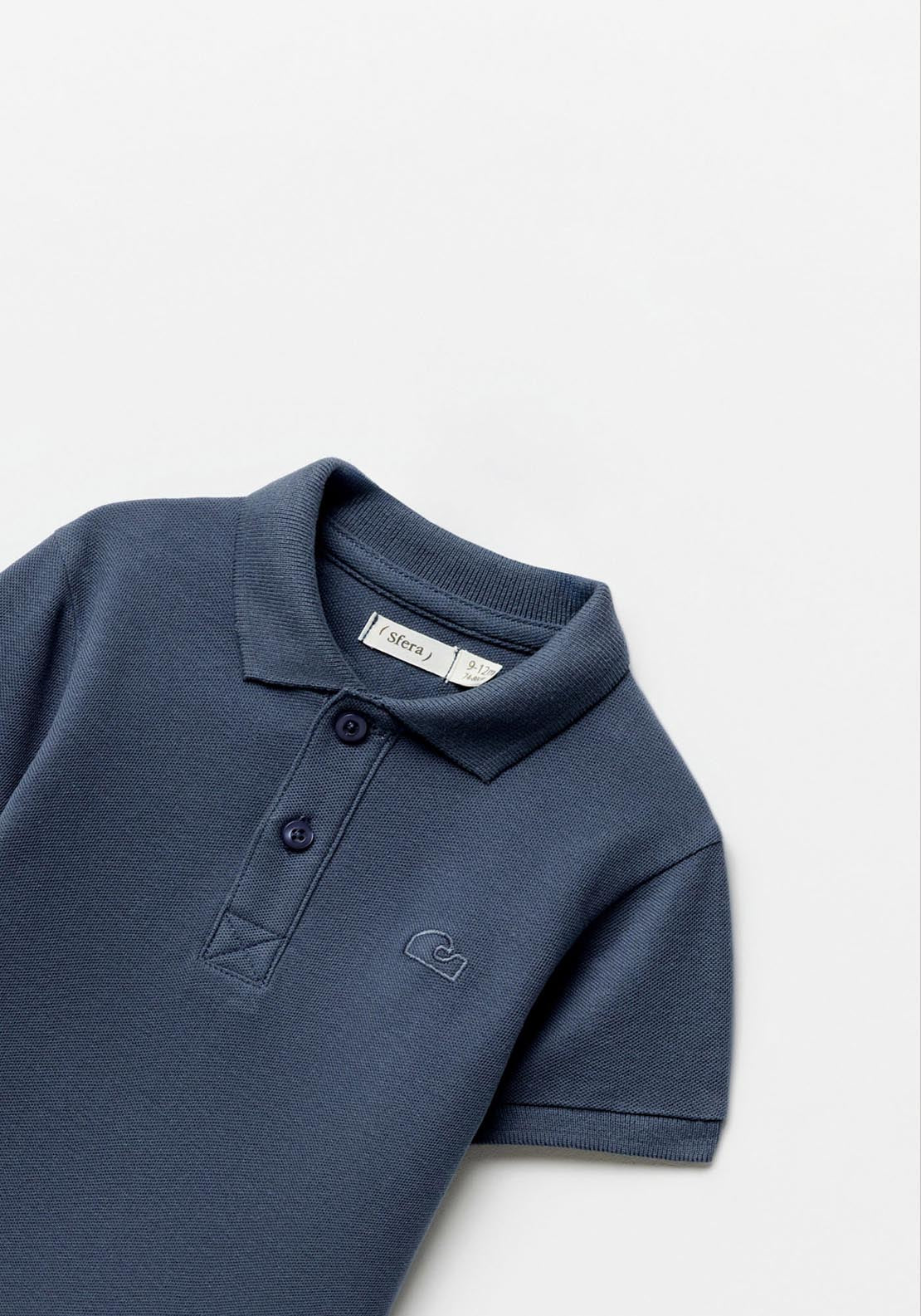 Sfera Plain Short-Sleeved Polo Shirt - Navy / Blue 3 Shaws Department Stores