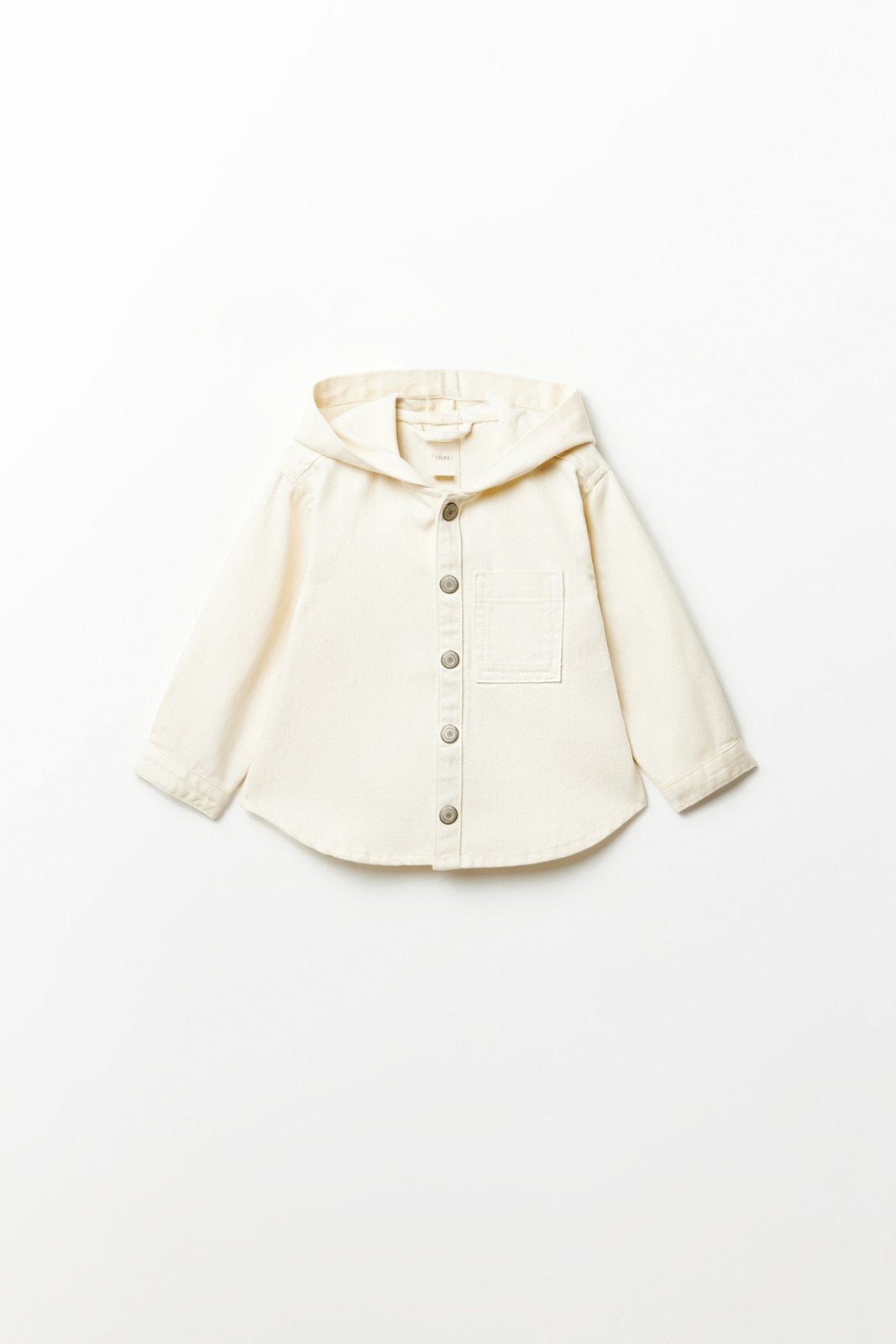 Sfera Hooded twill overshirt - Ecru 3 Shaws Department Stores
