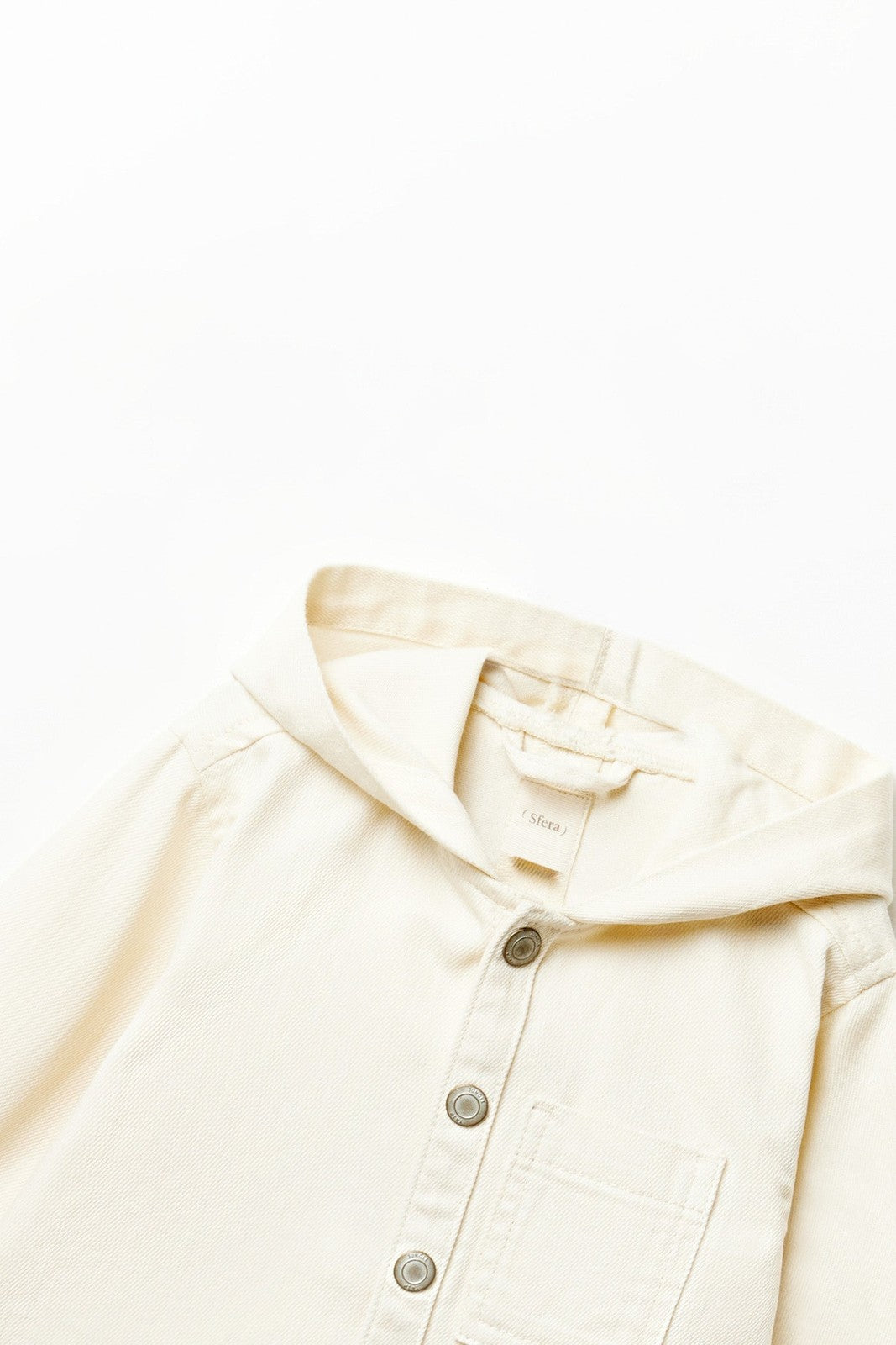 Sfera Hooded twill overshirt - Ecru 5 Shaws Department Stores
