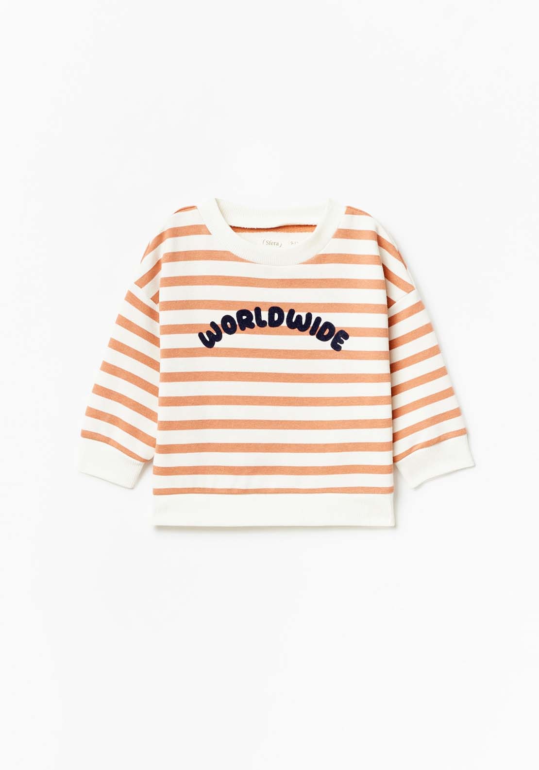 Sfera Baby Boy Striped Sweatshirt - Orange 1 Shaws Department Stores