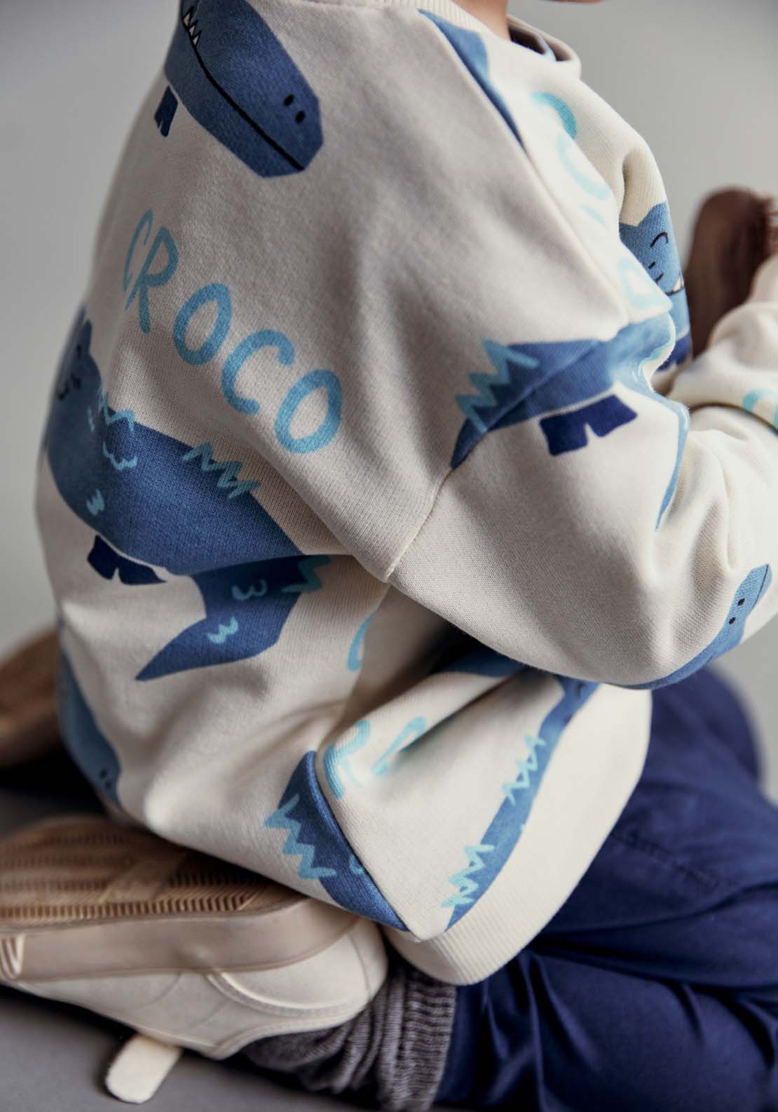 Sfera Printed crocodiles sweatshirt - Ecru 5 Shaws Department Stores