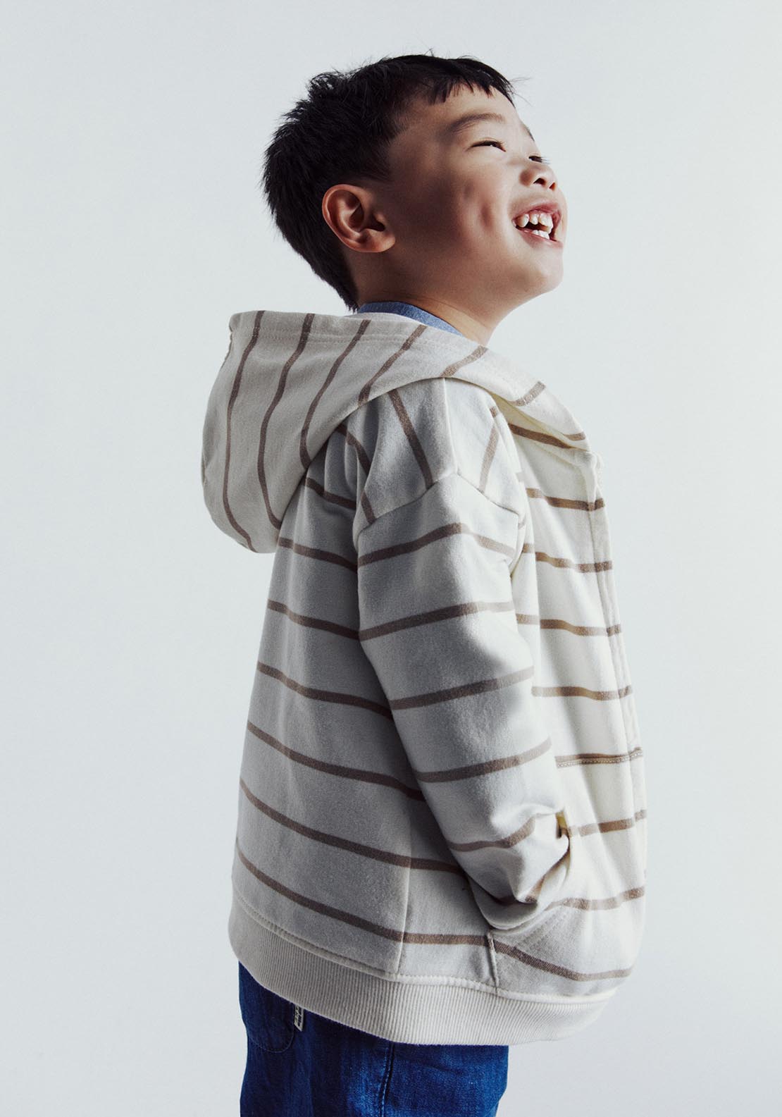 Sfera Stripes Zip-Up Sweatshirt - White 2 Shaws Department Stores