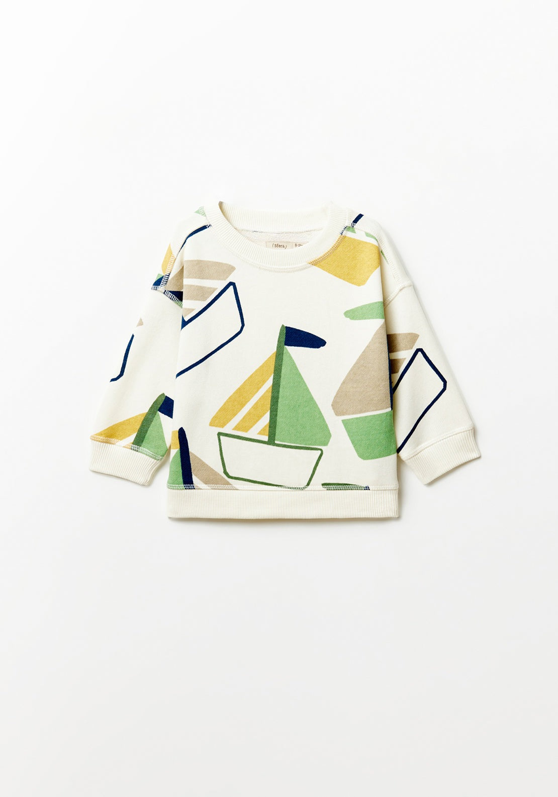 Sfera Boat-print sweatshirt - White 1 Shaws Department Stores