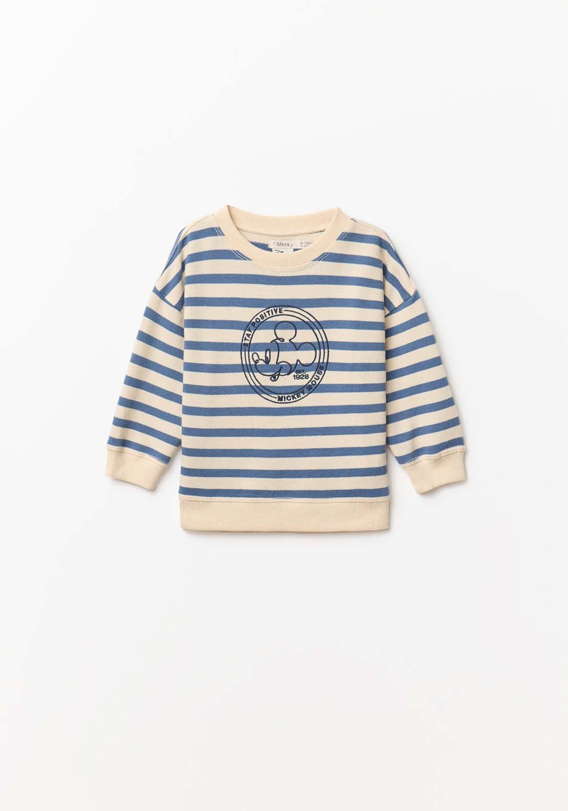 Stripes Mickey Mouse Sweatshirt - White