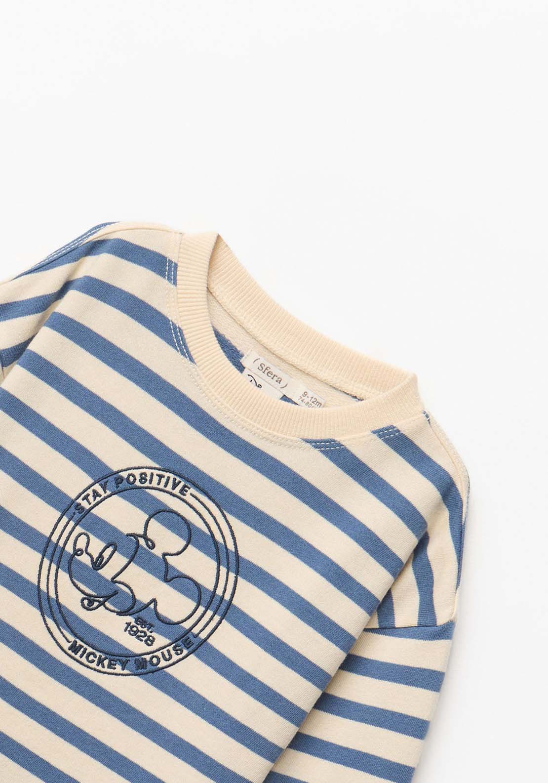 Stripes Mickey Mouse Sweatshirt - White
