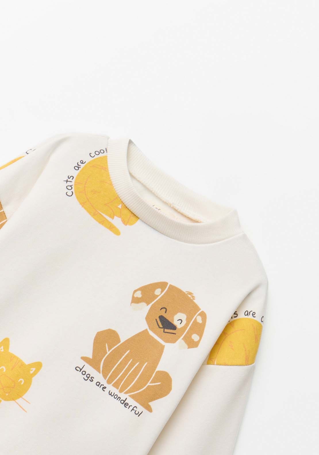 Dog Print Sweatshirt - Cream