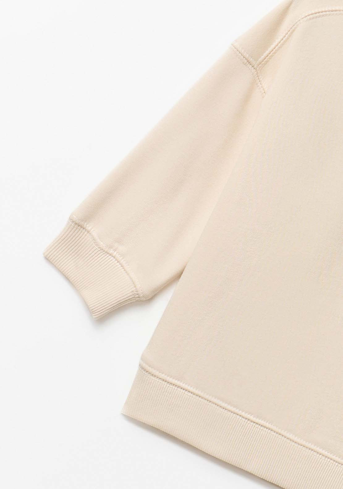Patch Zip Neck Sweatshirt - White