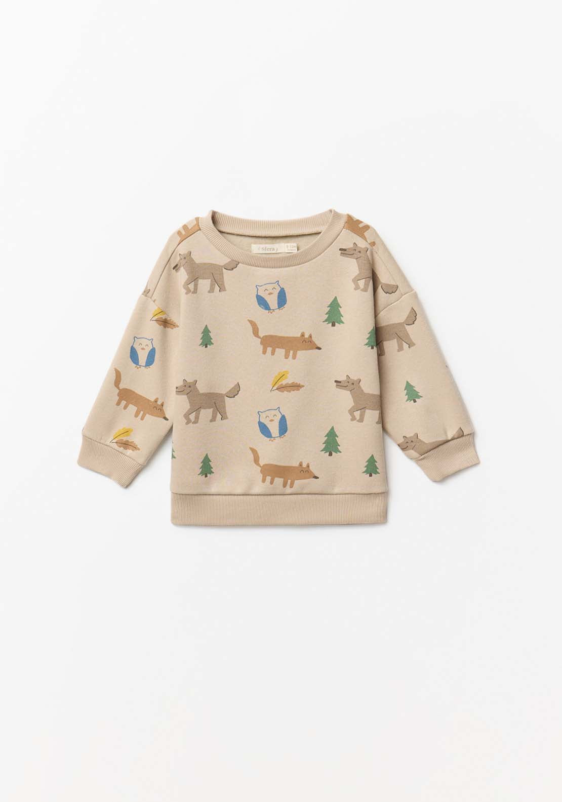 Animal Printed Sweatshirt - Toasty Beige