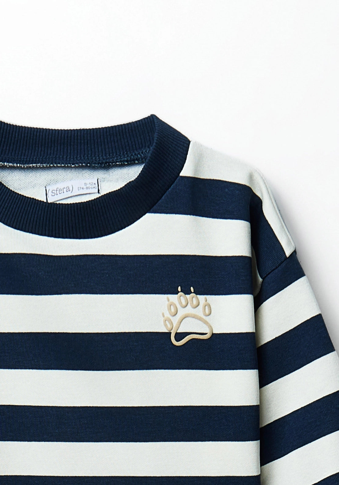 Striped Embroidered Sweatshirt - Blue