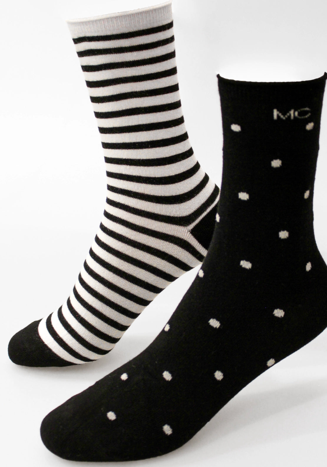 Marie Claire Bamboo Socks 2 Pair Pack - Black White Mix 2 Shaws Department Stores