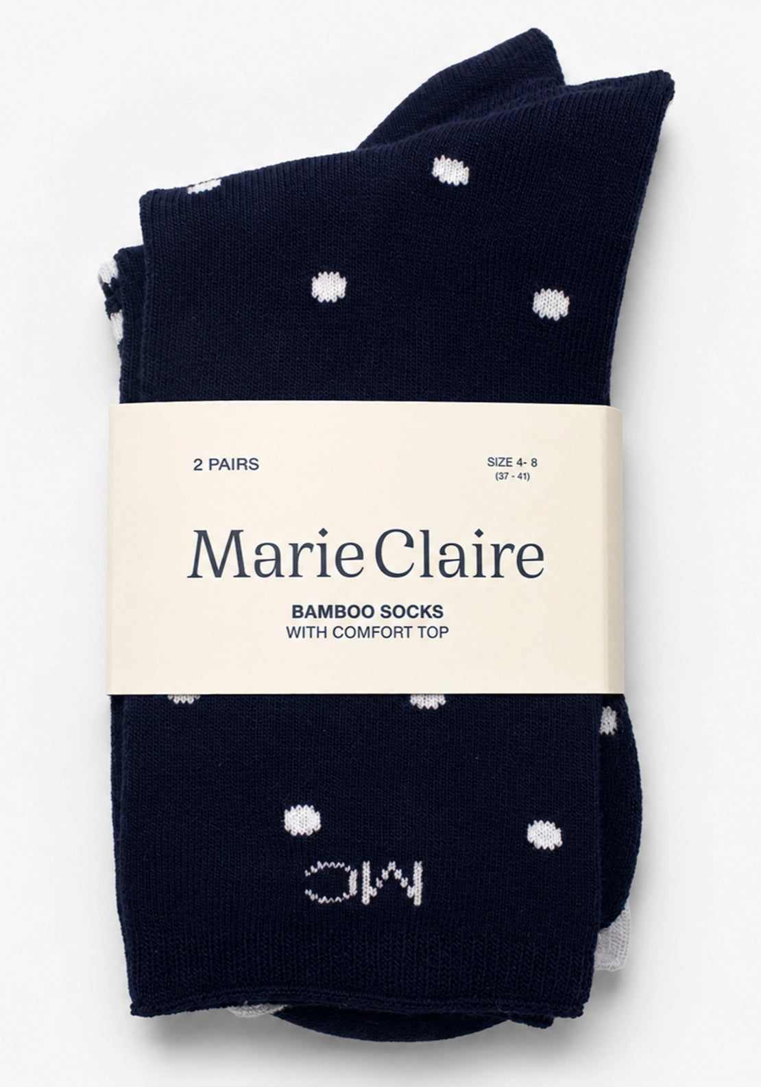 Marie Claire Bamboo Socks 2 Pair Pack - Navy White Mix 1 Shaws Department Stores