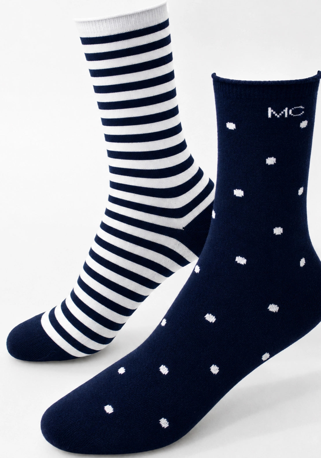 Marie Claire Bamboo Socks 2 Pair Pack - Navy White Mix 2 Shaws Department Stores