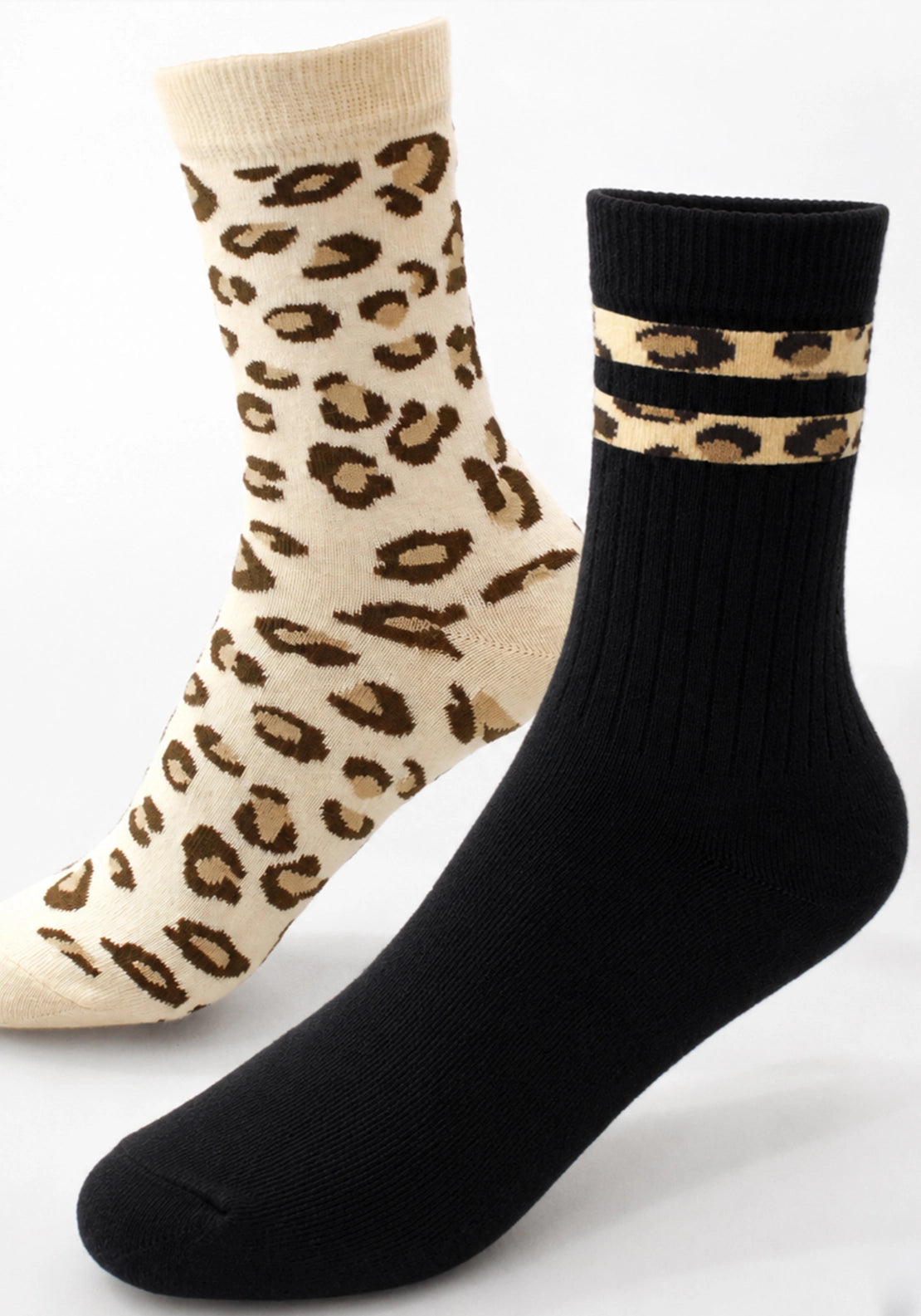 Marie Claire Leopard Print Cotton Socks 2 Pair Pack - Black 2 Shaws Department Stores