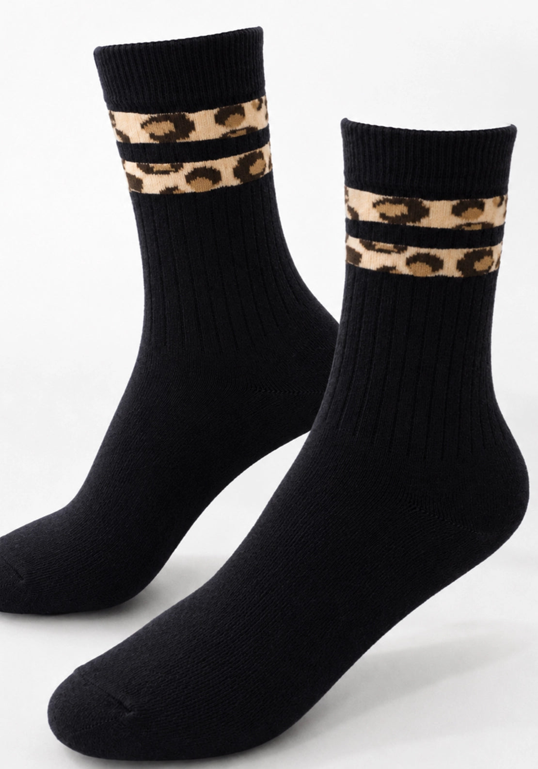 Marie Claire Leopard Print Cotton Socks 2 Pair Pack - Black 4 Shaws Department Stores