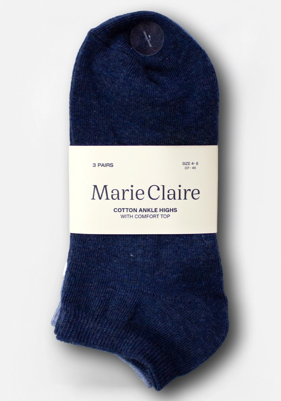 Marie Claire Cotton Ankle High Socks 3 Pair Pack - Navy Mix 1 Shaws Department Stores