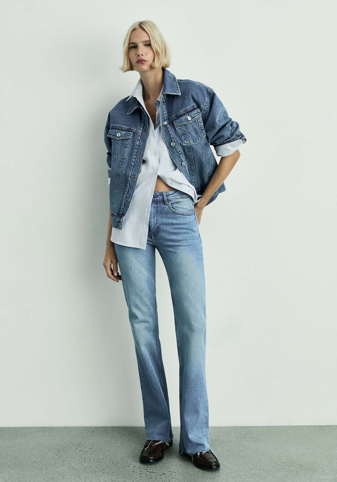 Mango High-waist balloon jeans - Open Blue 2 Shaws Department Stores