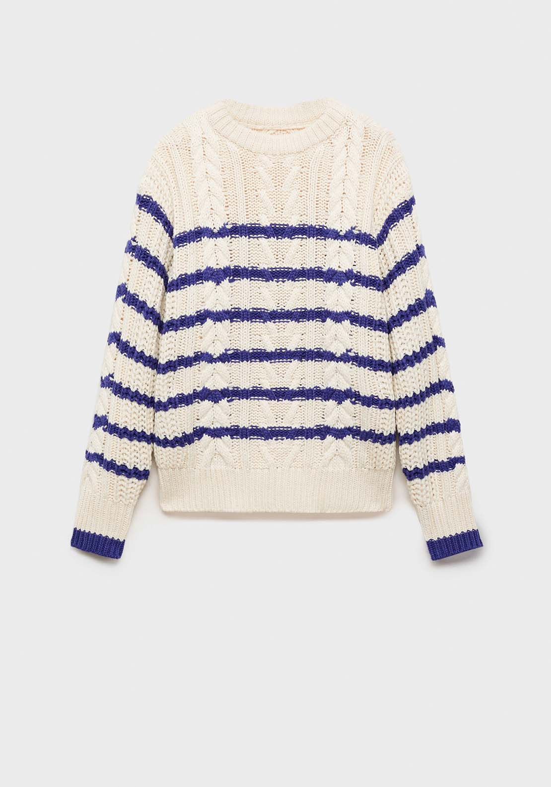 Mango Striped braided sweater - Light Beige 7 Shaws Department Stores
