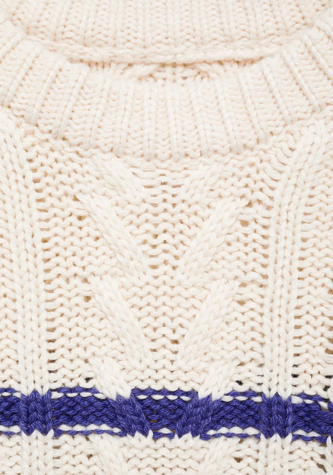 Mango Striped braided sweater - Light Beige 5 Shaws Department Stores