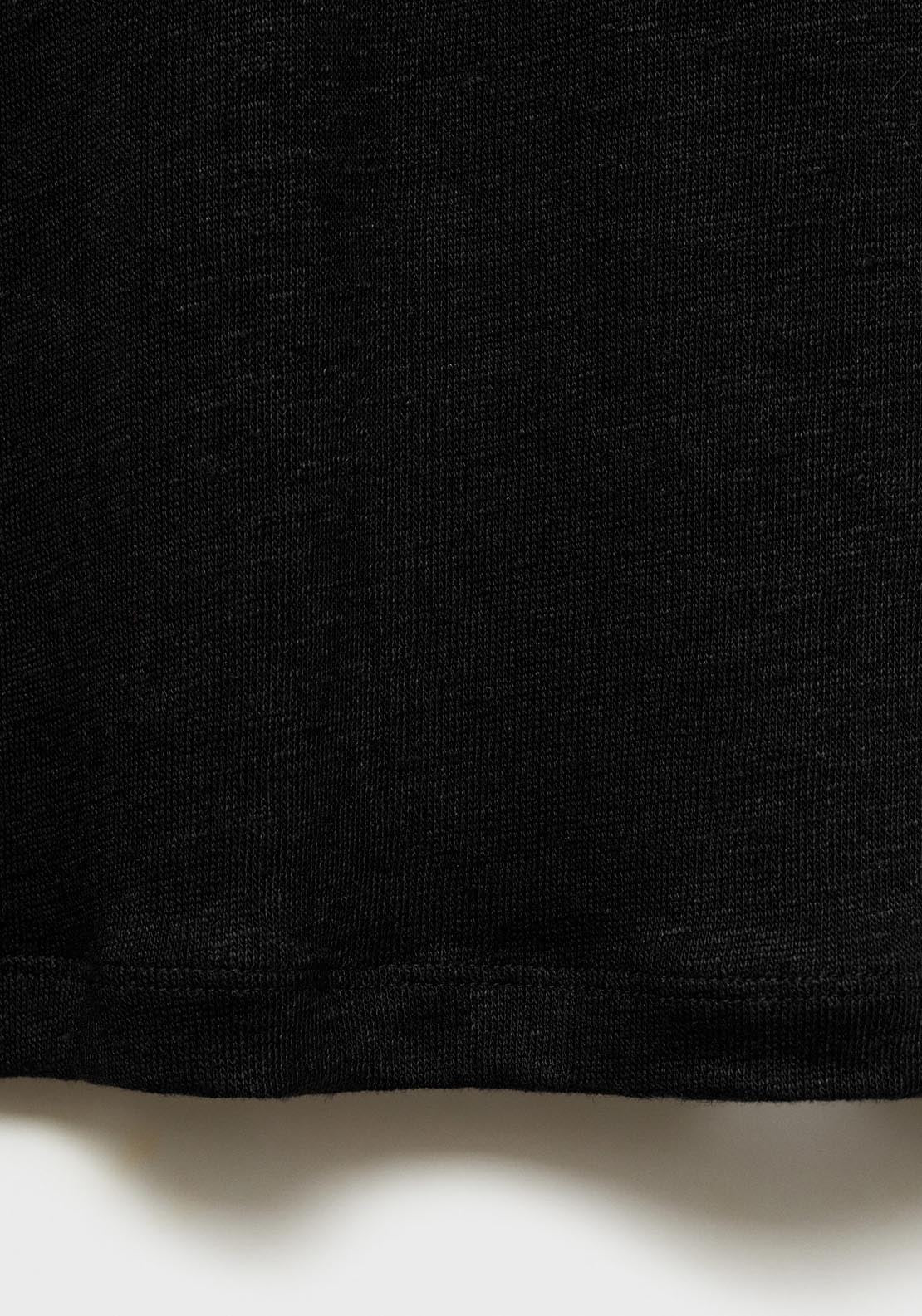 Mango Short Sleeve Linen T-Shirt - Black 11 Shaws Department Stores