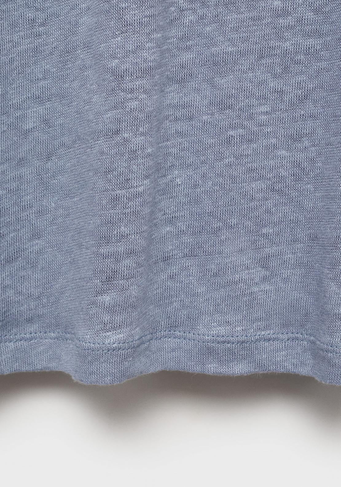 Mango V Neck Linen T-Shirt - Light/pastel Blue 10 Shaws Department Stores