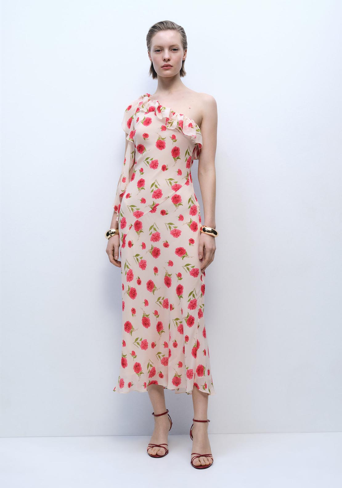 Mango Floral Dress - Light Beige 2 Shaws Department Stores