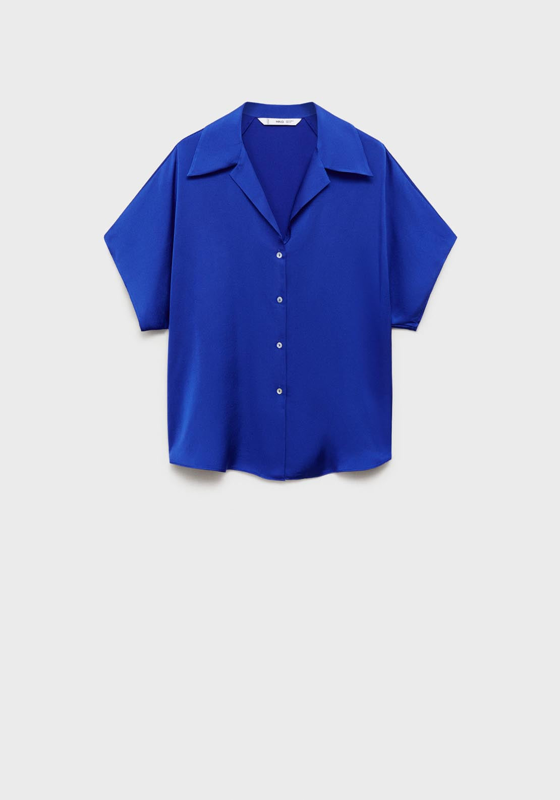 Mango Short Sleeve Satin Shirt - Dark Blue 5 Shaws Department Stores