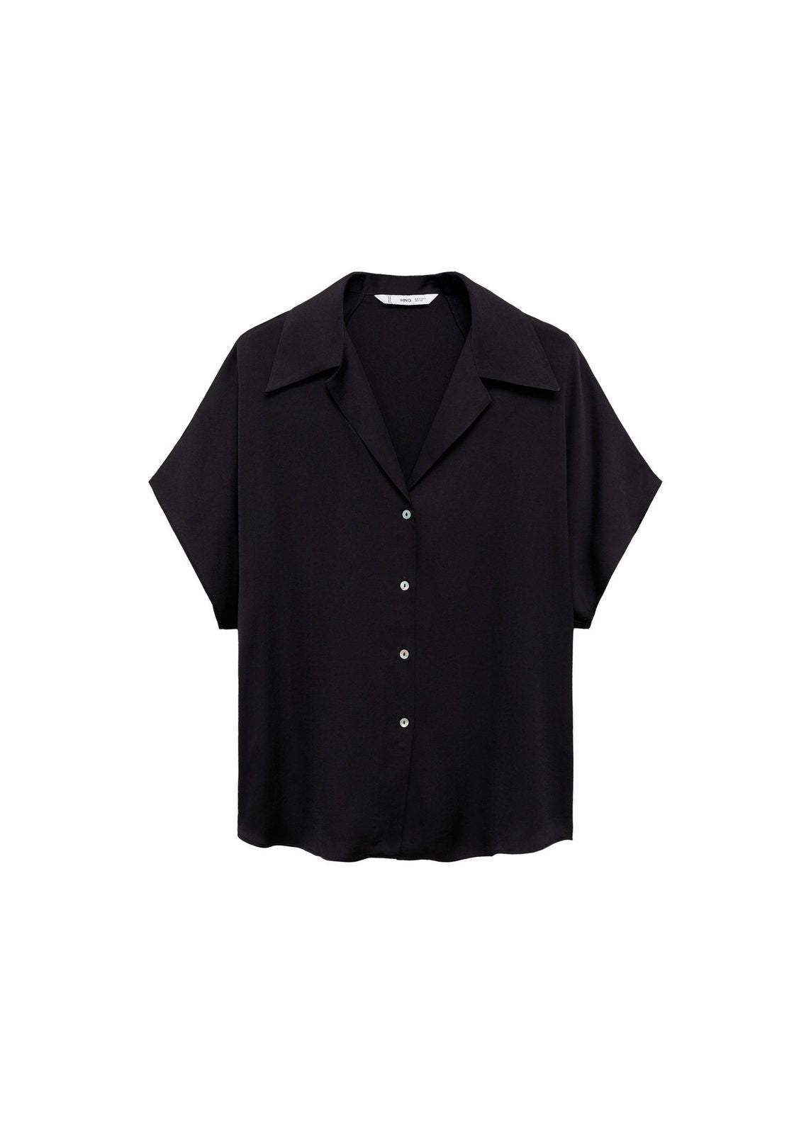Mango Short-sleeved satin shirt - Black 9 Shaws Department Stores