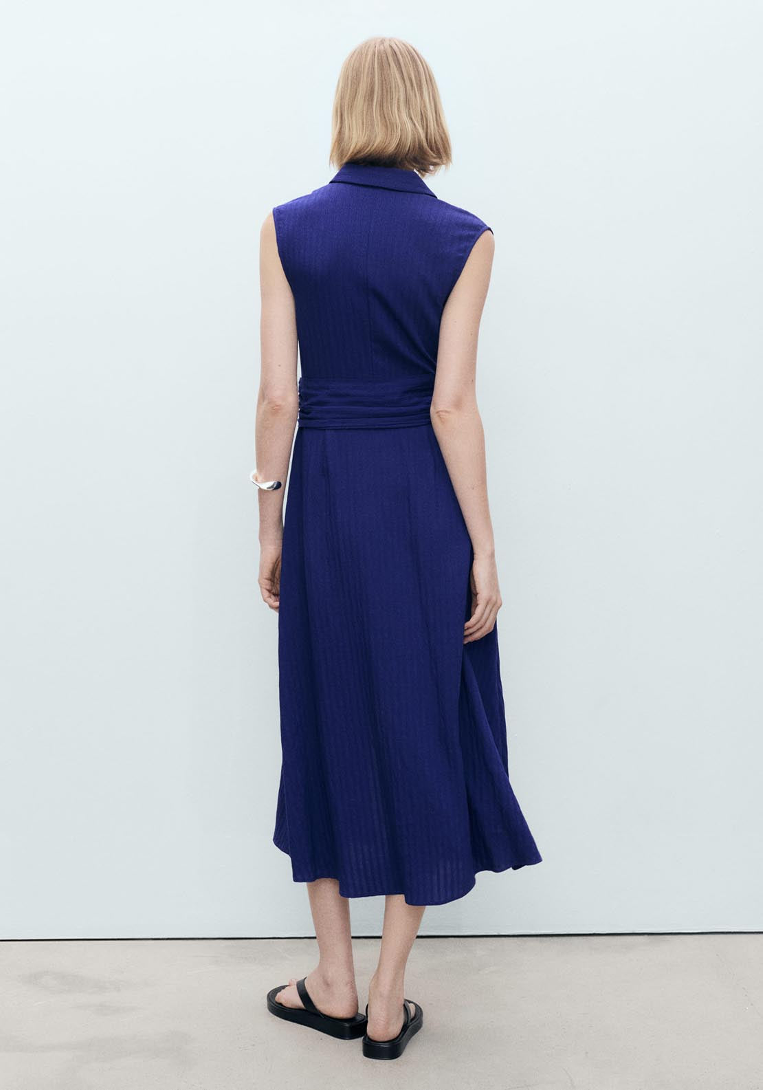 Mango Bow Shirt Dress - Medium Blue 2 Shaws Department Stores