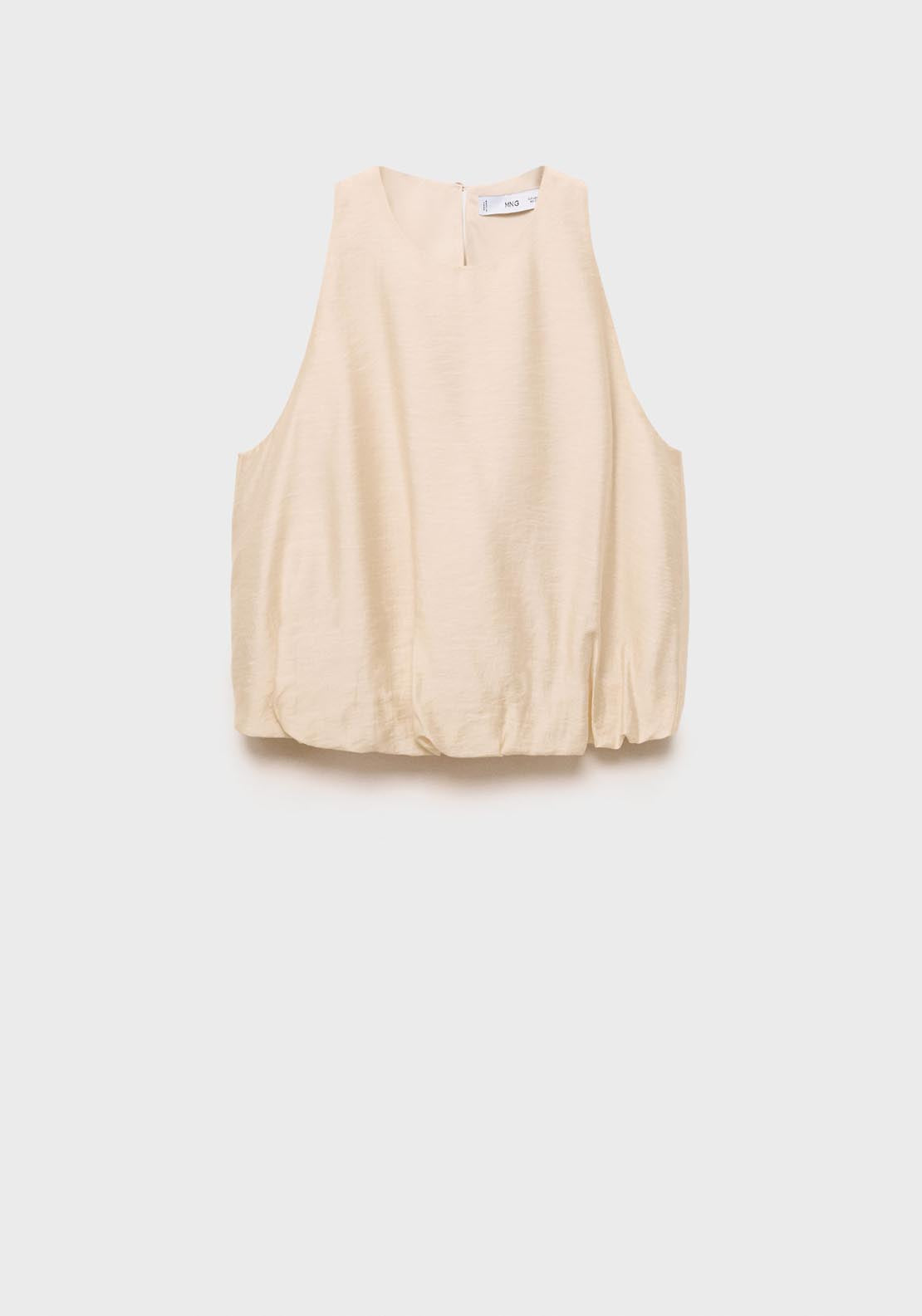 Mango Lyocell Blend Top With Puffed Hem - Light Beige 6 Shaws Department Stores