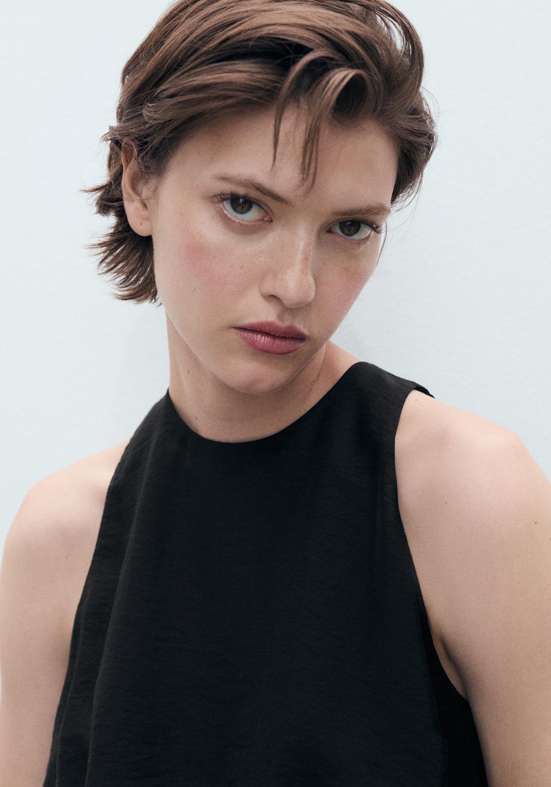 Mango Lyocell Blend Top With Puffed Hem - Black 2 Shaws Department Stores