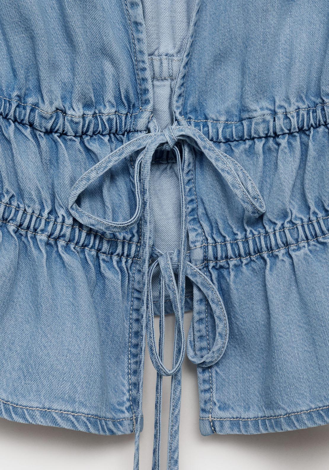 Mango Lyocell Top With Tie Closure - Open Blue 6 Shaws Department Stores