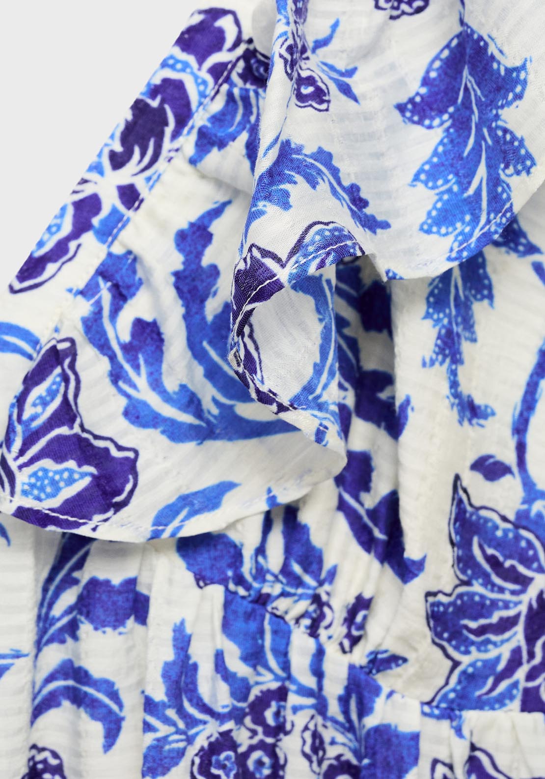 Mango Ruffled Floral Print Dress - Medium Blue 5 Shaws Department Stores