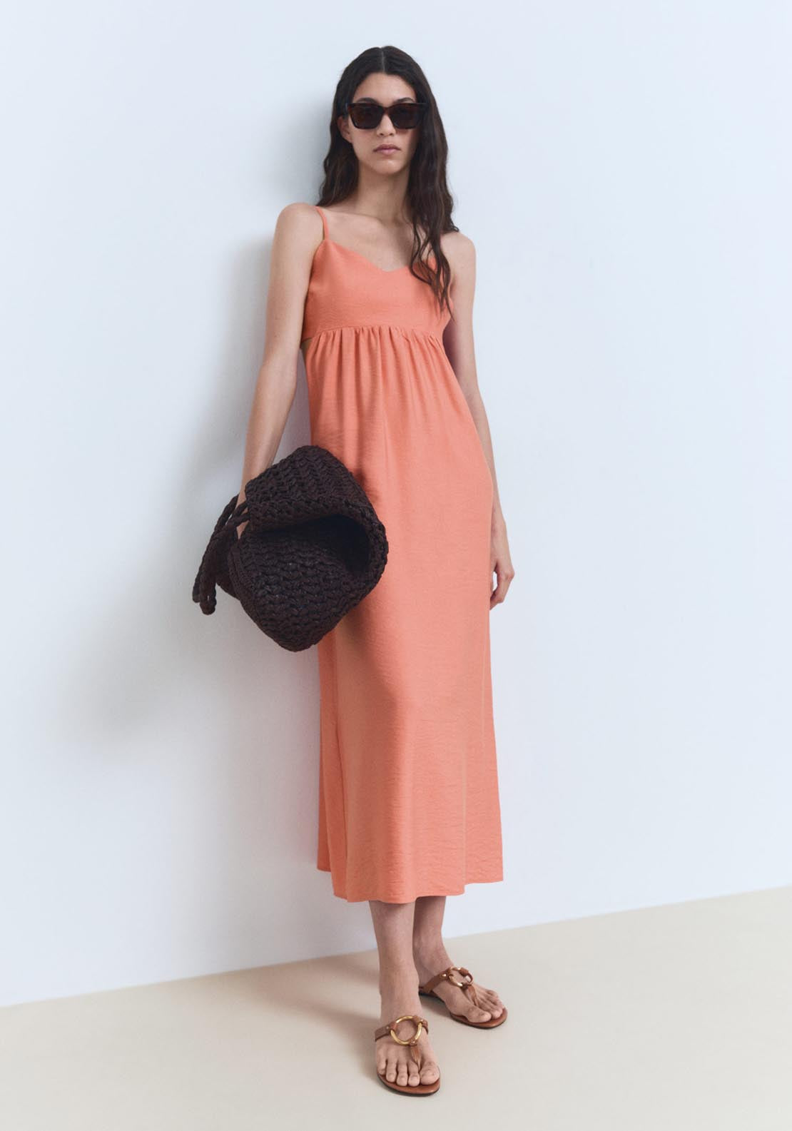 Mango Cut-Out Midi Dress - Bright Red 1 Shaws Department Stores