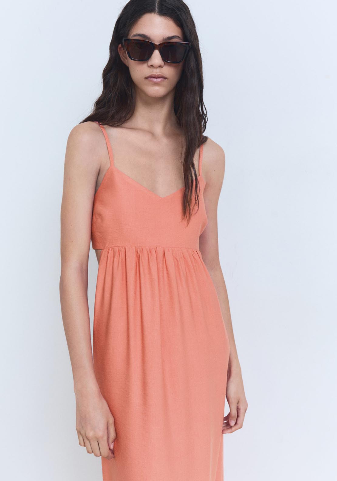 Mango Cut-Out Midi Dress - Bright Red 3 Shaws Department Stores