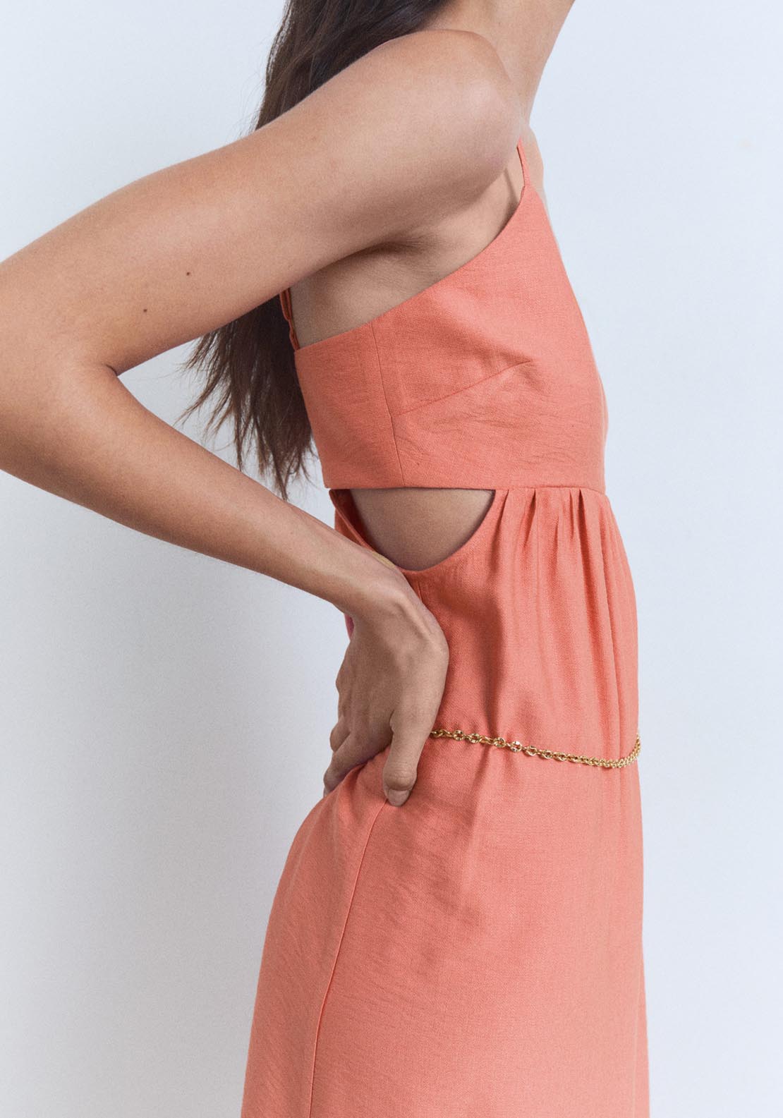 Mango Cut-Out Midi Dress - Bright Red 4 Shaws Department Stores