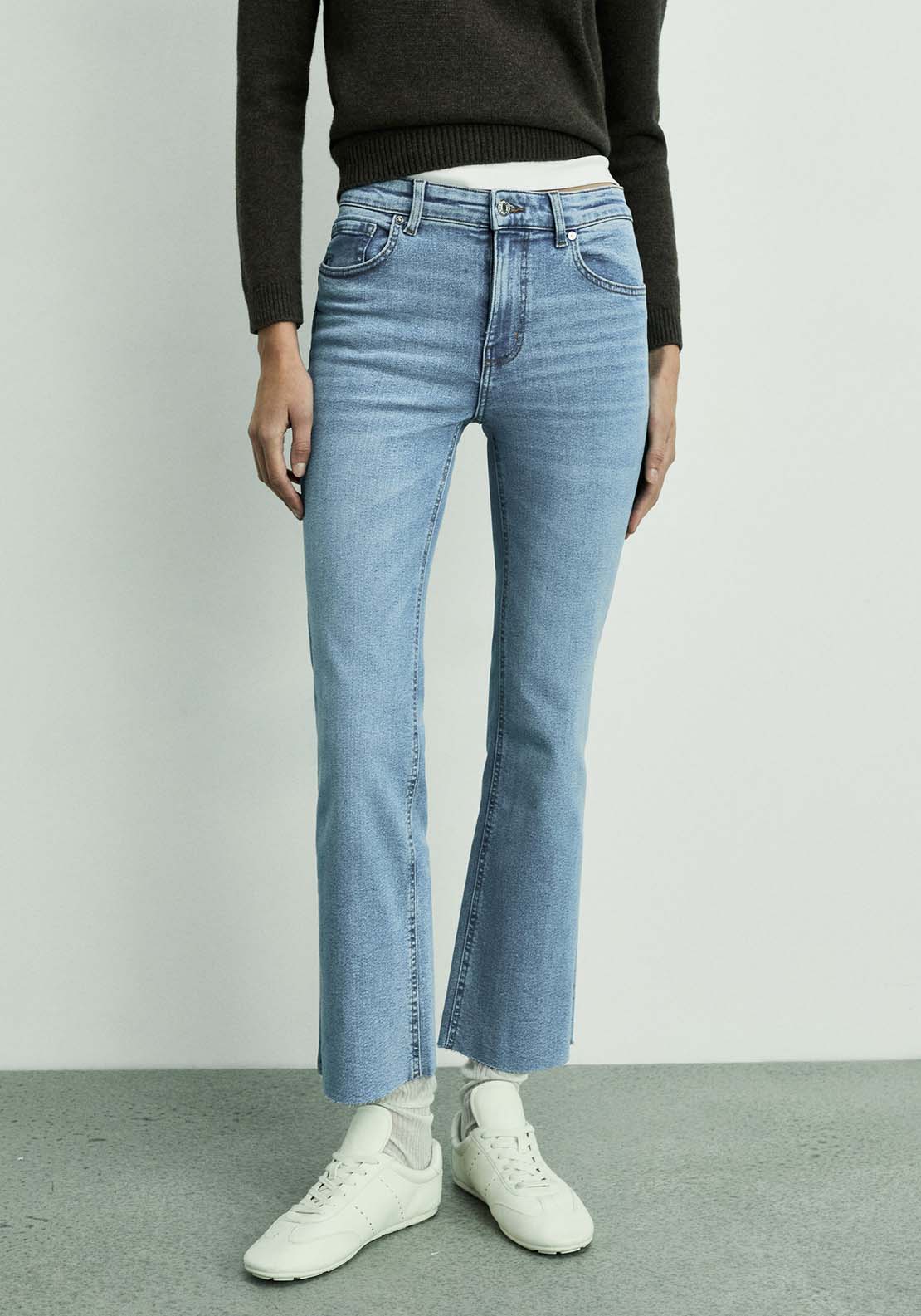 Mango Sienna flared cropped jeans - Open Blue 1 Shaws Department Stores