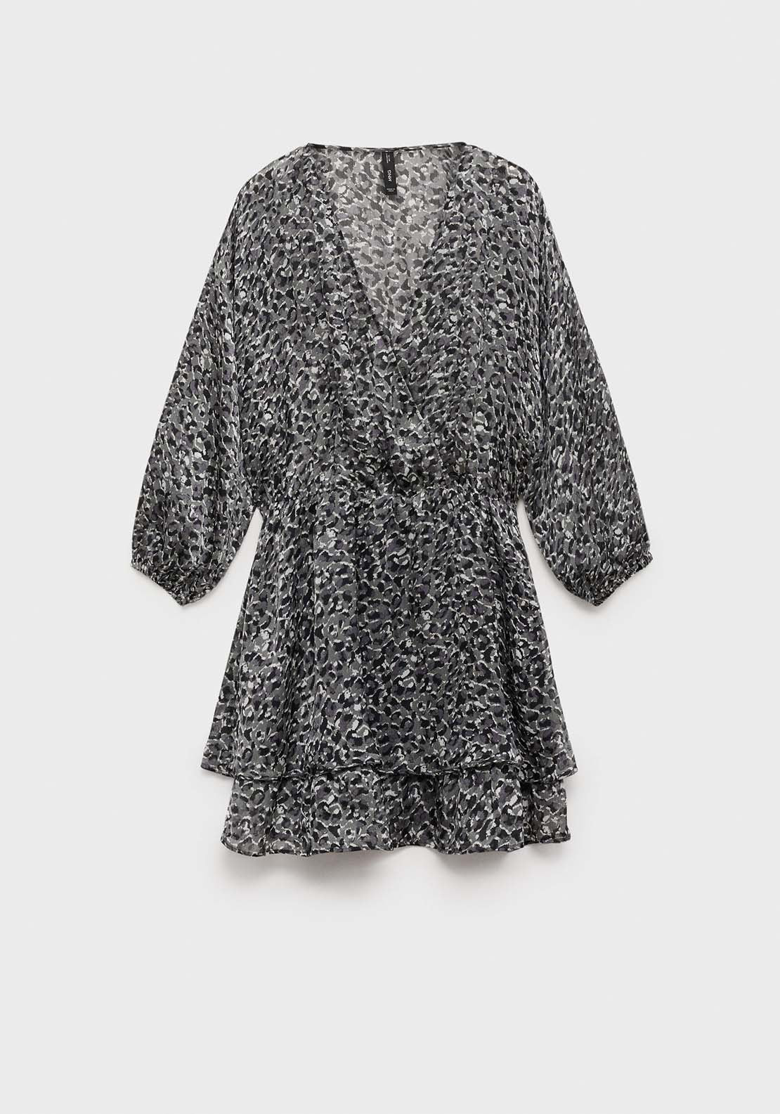 Mango Animal-print ruffled dress - Black 4 Shaws Department Stores