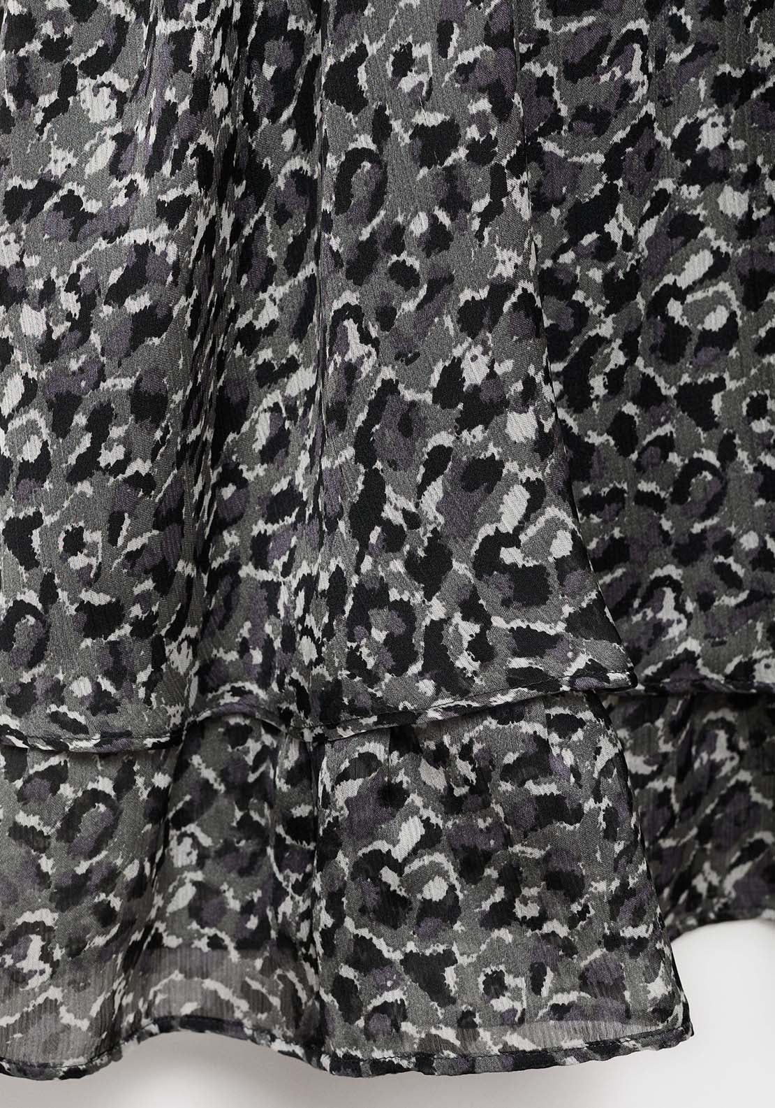 Mango Animal-print ruffled dress - Black 6 Shaws Department Stores