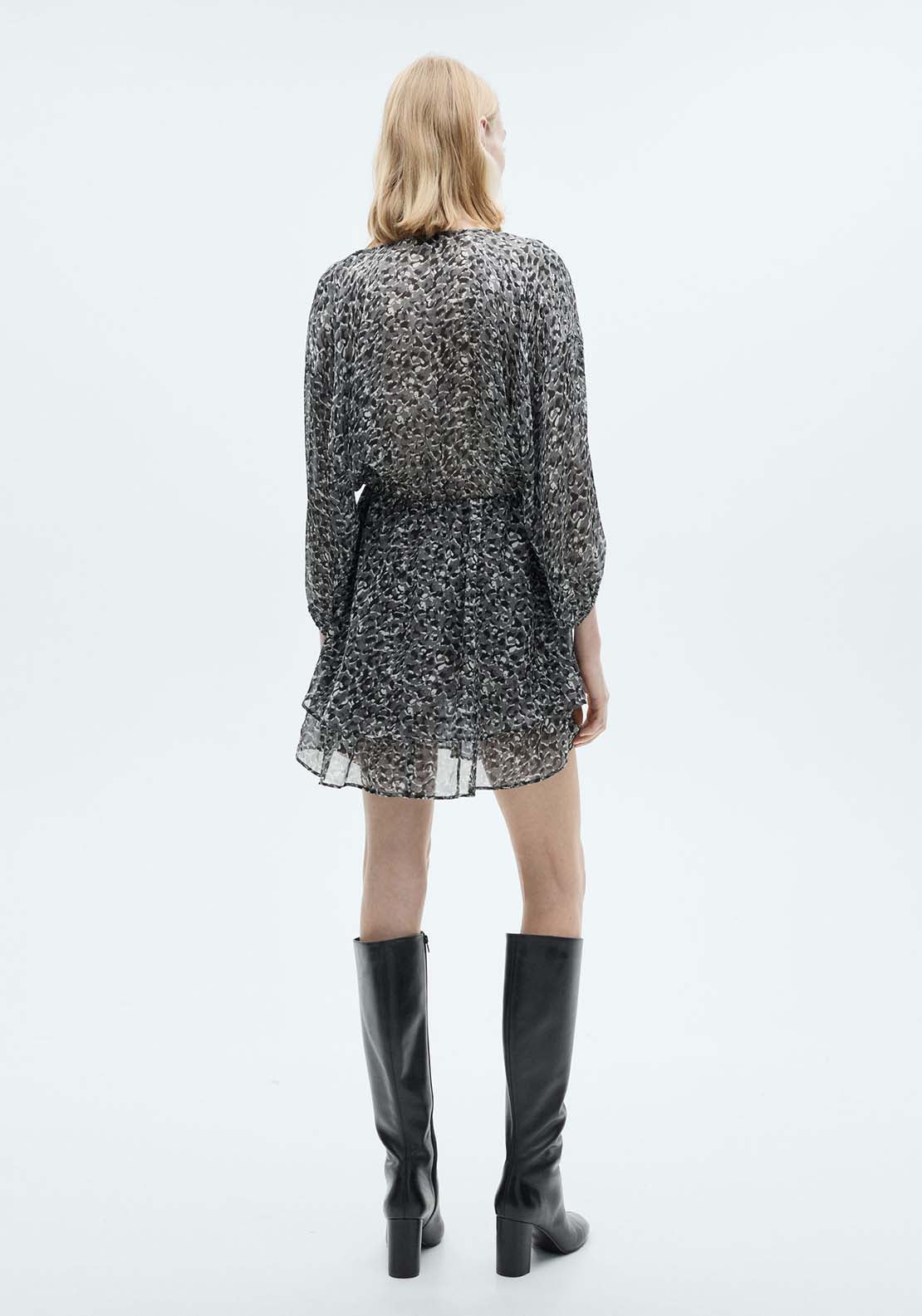 Mango Animal-print ruffled dress - Black 3 Shaws Department Stores