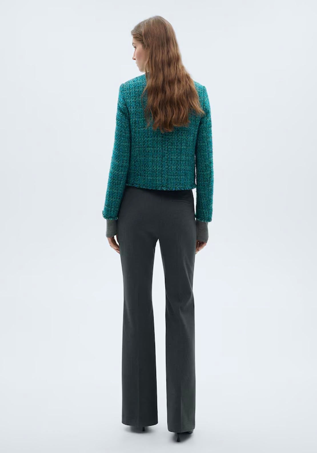 Mango Pocket tweed jacket - Dark Blue 2 Shaws Department Stores