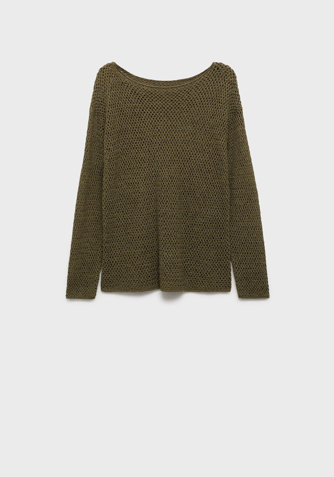 Mango Openwork knit boat neck sweater - Beige/khaki 6 Shaws Department Stores