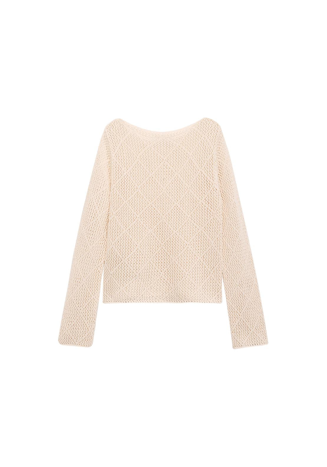 Mango Openwork knit cotton sweater - Light Beige 7 Shaws Department Stores